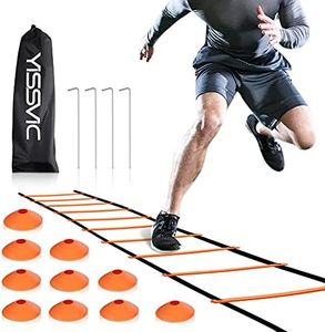 YISSVIC Agility Ladder and Cones 20 Feet 12 Adjustable Rungs Fitness Speed Training Equipment (20 feet, Light Orange)