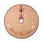 MACTING Countryside Burlap Tree Skirt Christmas Merry Christmas Snowflake Printed with Red and Black Plaid Buffalo Edge Xmas Gifts New Year Holiday Decorations­ (30","Merry Christmas Printed)