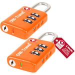 TSA Approved Luggage Locks Suitcase Locks with Open Alert (2 Pack) OW-Travel 3 Digit Security Padlock, Combination Padlocks, Code Lock for Zipper, Luggage, Bag, Case, Backpack, Gym Locker (Orange)