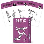 62 Pilates exercise cards, for men/women: home, gym or studio: 50 exercises, 12 stretches 6 training exercises for beginner to advanced waterproof