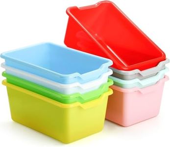 WUWEOT 8 Pack Cubby Bin Scoop-Front Storage Bins, Easy-to-Grip Design Multipurpose Stackable Plastic Storage Cubbies For Classroom, Nursery, Playrooms And Home Organization