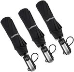 TradMall 3 Pack Travel Umbrella Windproof Portable 46 Inches Large Canopy Auto Open & Close, Black
