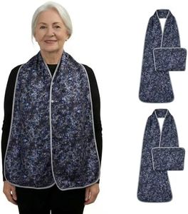 ANBANREY Reversible Fashion Bibs for Adults 2-in-1 Scarf Bib with Snaps Closure Double-Sided Micro-Fleece Lining Food Catcher Protector for Eating Stain-Resistant Perfect Caregiver Gift Choice