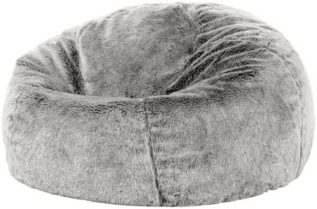 Icon Kenai Klassiker Kunstfell Sitzsack, Grau, Sitzsack Erwachsene mit Füllung, Bean Bag, Flauschig Sessel, Lounge Sessel, Lounge Stuhl, Schlafzimmer, Wohnzimmer, Wohnzimmer Möbel
