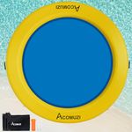 ACOMUZI 8FT Water Hammock Inflatable Floating Dock,Round Pool Hammock for Pool and Lake,Heavy Duty Lake Floats Inflatable Raft for Adults(Yellow Blue)