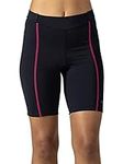 Terry Bike Shorts Women Padded, Bella Cycling Short Regular 8.5 Inch Black Cycling Shorts for Women with Padding Silicone Leg - Black Pink, Small