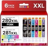 E-Z Ink Compatible Ink Cartridge Replacement for Canon PGI-280XXL CLI-281XXL PGI 280 XXL CLI 281 XXL to use with PIXMA TS8320 TS8220 TS8120 (PGBK, Black, Photo Blue, Cyan, Magenta, Yellow) 6 Pack
