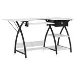 Sew Ready Comet Sewing Machine Table with Storage Drawer, Black/White/Grid