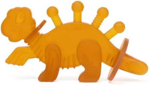 Bambeado Dibly Baby Teething Toy - Made with Natural Rubber & Amber Elements - Gentle Support, Easy to Hold, Simple to Clean - Cute Dinosaur Teether Toy - Alternative to Amber Teething Necklace