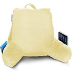 Reading Pillow, Medium Back Pillow, Backrest Pillows for Bed with Arms, Shredded Memory Foam Back Pillows for Sitting in Bed, Back Support Pillow for Kids Teens & Adults, Ivory