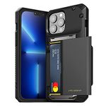 VRS DESIGN Damda Glide Pro Phone Case for iPhone 13 Pro Max, Sturdy Semi Auto Wallet [4 Cards] Case with Card Slot Holder, Compatible for iPhone 13 Pro Max Case (2021) (Black)