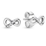 Infinity Earrings for Women,925 Silver Earrings for Women Moments Sparkling Earrings Sterling Silver Inifinity Stud Earrings for Women Earrings Silver Jewellery Birthday Gifts for Women with Box