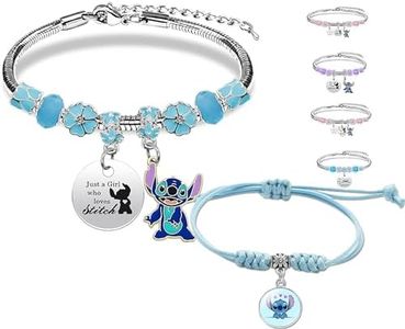 Lot de 2 bracelets à breloques Lilo Stitch,Lilo Stitch-Réglable - 18 cm - Pour fille, nièce, petite-fille