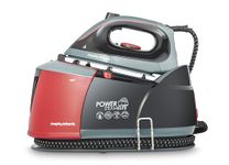 Morphy Richards Power Steam Elite + Steam Generator Iron, Ceramic Non-stick Soleplate, 310g Steam Boost, 200g Steam Output, 6 Bar, Auto Clean, 1.3L Water Tank, 1.8m Cord, 2400W, Black/Red, 332013