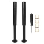 Furniture Adjustable Legs, Metal Bed Support Leg Central Slat Frame Couch Replacement Support Leg Part Heavy Duty Furniture Foot with Screwdriver for Cabinet/Dresser/Table/Sofa 25-42cm (Black 2 Pcs)