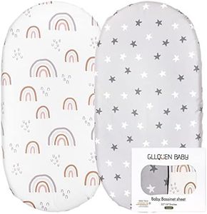 Lot de 2 draps de couffin, 100% Coton pour bébé garçon et Fille, s'adaptent à Toutes Les Formes de Matelas de Berceau, draps de Berceau pour Matelas Ovale, sablier et rectangulaire (Arc en Ciel)