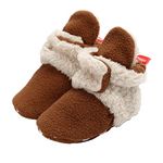 TMEOG Baby Booties Slippers Infant Boots Newborn First Walking Shoes Baby Winter Sock Crib Shoes for Boys Girls 0-6 Months (Brown Furry)