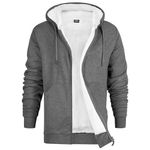 CityComfort Mens Hoodie with Fleece Lining - Zip Hoodie Men Teenagers M-3XL Warm Cosy Outerwear Full Zip Loungewear - Gifts for Him (Charcoal, L)