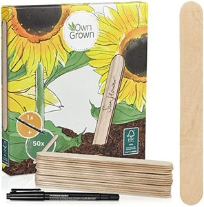 Plant Markers: 50 Wooden Plant Name Tags and Marker Pen – Plant Labels Wooden, Plant Tags, Seedling Labels – Gardening Name Tags, Garden Sign OwnGrown