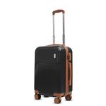 Mode Maestro | Hard-Sided Polycarbonate Trolley Suitcase | 360° 8-Wheel Easy Drag| Brown Color Accessories| Light-Weight | TSA Lock |3-Yr Warranty | Cabin Luggage Bag 20in (55cm (S), Black)