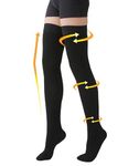 MGANG Compression Stocking Plus Size 3XL Extra Wide Ankle and Silicone Dot Band, Closed Toe, Medical 20-30 mmHg Thigh Length Hose for Women & Men, for Varicose Veins, Lymphedema, DVT Prevention,Black