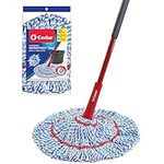 O-Cedar MicroTwist MAX Microfiber Twist Mop with 1 Extra Refill | Features Hands-Free Wringing | Extra Large 18-Inch Mop Head | Safe on All Floor Types,Red