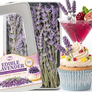 Rylenor 140+ Edible Lavender Sprigs 1.83oz for Cocktails & Dessert Decor