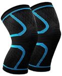 SPARSH 4.0 Knee Support, One Pair, Supreme Quality, for Fitness, Gym, Running, CrossFit, Football, Meniscus Tear, Arthritis, Quick Recovery, Black-Blue Color (XL= over 80 kgs)