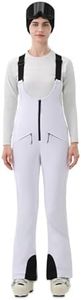 HIGH EXPERIENCE Womens Ski Bib Pants Skinny Soft Shell Snow Overalls Slim Fit Fitted Snowboard Insulated Waterproof Windproof (White, Large)