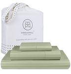 Threadmill Home Linen 600 Thread Count Twin Sheets Sets - 1CM Damask Stripe 100% Extra Long Staple Cotton Sheets for Twin Size Bed, Luxury 3 Piece Bedding Set with Deep Pocket Fitted Sheet, Sage