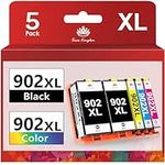 Toner Kingdom Compatible Ink Cartridges Replacement for HP 902XL 902 XL with The Newest Chips for Hp OfficeJet Pro 6958 6962 6968 6978 6970 Printers ((Black,Cyan,Yellow,Magenta, 5 Packs)