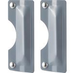 Yaocom 2 Pcs 3 x 7'' Latch Guard Plate Cover Electroplated Sand Nickel Carbon Steel Latch Guard Security Plate Gray Door Latch Guard Door Security Strike Plate, Easy to Install, Against Forced Entry