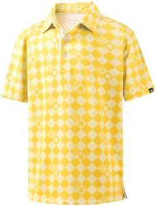 G Gradual Boys Golf Shirts Performance Short Sleeve Print Polo Size 14-16 Collared Lightweight Soft Youth Kids Shirt for Dress Casual