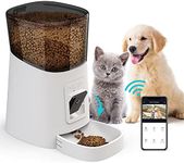 ADVWIN Pet Feeder,1080P HD WiFi 6L Automatic Cat Feeder 110°Angle Adjustable with Night Vision Camera, Smart Timed Pet Feeder for Dogs and Cats（White）