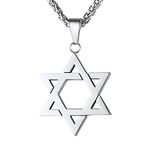 U7 Men Stainless Steel Chain Star of David Pendant Necklace Jewish Gift