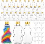 Yaomiao 30 Packs 2.5 oz Plastic Sand Art Bottles with Lids for Kids 3 Style Sand Art Clear Container for Sand Art Wedding Invitation Fun Art Craft Supply Boy Girl Decoration (Gold Lid,Aluminum Lid)