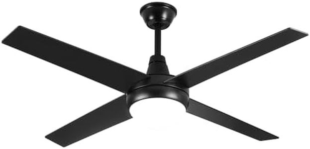 Krear 52" Ceiling Fan with Light Remote Control, Wood Ceiling Fans with 4 Blades, 6 Speed DC Motor, Indoor Outdoor Ceiling Fan for Patio, Bedroom, Living Room, Office, Black