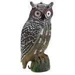 Prowler Owl, Solar Powered Owl Hunting Decoy Bird Scarer Deterrent Pest Control Garden Accessories(Eye Glow)