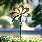 Wind Spinner Dahlia 61in Single Blade Easy Spinning Kinetic Wind Spinner for Outside – Vertical Metal Sculpture Stake Construction for Outdoor Yard Lawn & Garden