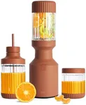 The Beast Mini Blender Plus | Mini Countertop Kitchen Blender | Blend Smoothies and Shakes, Dressings, Sauces, Dips | Extra Vessels, Straw Cap and Straws Included | 600W (Terra)