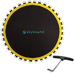 SkyBound Premium Trampoline Replacement Mat, Fits 15 Foot Frames w/Spring Tool, UV Sunguard for Longer Lasting Stitching, Durable V-Rings, Bounce Safely with Extra Rows of Stitching