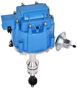 A-Team Performance - HEI Complete Distributor 65K-Volt Coil, 8 Cylinders - Compatible with BBF Big Block Ford 351C 351M 400M 429 460 - One Wire Installation Blue Cap