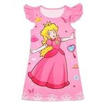 Mizzuco Super Brothers Princess Peach Night Dress Nightgown Princess Pajamas Nightie for Girls(TZ-Pink-130)