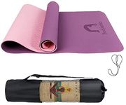 Bodylastics Yoga Mat for Men and Women with Carry Bag TPE 6ft x 2ft x 6mm Large Size Anti Slip & Anti Tear Workout Mat (Purple/Pink)