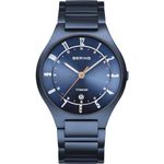 BERING Men Analog Quartz titanium collection Watch with Titan Strap and Sapphire Crystal 11739-797, Blue/Blue, 39