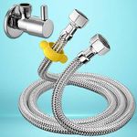 MLD Stainless Steel Connection Pipe For Hot And Cold With turbo Brass Angle Valve for Sink, Faucet, Toilet, Washbasin & Water Heater, Geyser GCP834(24 inch) (Pipe With Valve) (combo)