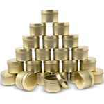 24 Pieces Candle Tins, 4oz Candle Jars Candle Containers with Lids, Round Wholesale Candle Jars for Candles Making, Arts & Crafts, Storage, and Gifts (Gold)