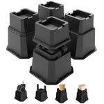 MYMULIKE 8 Piece Bed Risers 2, 4 or 6 inch Heavy Duty Furniture Risers, Up to 6,000 lbs, Stackable Furniture Frame Lift for Leg with Wheels, Bed Table, Sofas, Desk, Cabinet (Black 8 Pack, 2+4 inch)