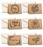 36 Pack thank you cards multipack with envelopes, Thank you notes for Kids,Weddings,Graduation, 36 Cream paper envelopes and 36 brown kraft cards with 40 stickers