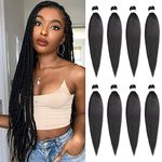 Xtrend 26 Inch EZ Braid 8 Packs Black Long Pre Stretched Braiding Hair Yaki Texture Braiding Hair for Crochet Hair Braids Hot Water Setting Synthetic Fiber Hair Extensions 1B#